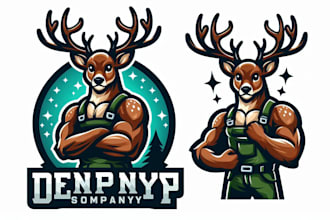 design outstanding deer mascot logo with express delivery