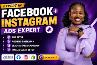 setup, manage facebook ads advertising fb marketing ads campaign meta ads expert