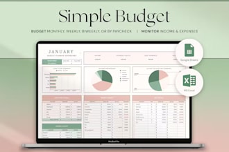 design custom budget planners, savings templates, financial or expense trackers