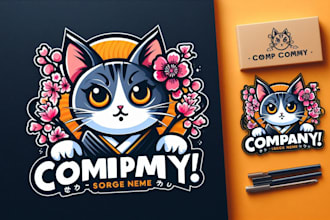 make japanese cat mascot logo  for you with new concept