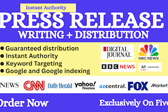 do press release writing, press release distribution,  and submit pr