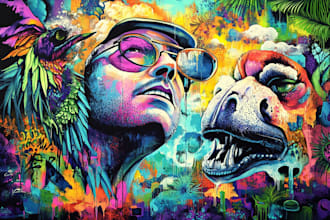 illustrate amazing custom graffiti, wall arts or murals