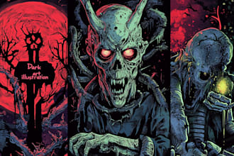draw metal cover album and heavy metal illustration dark art