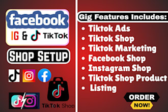 set up tiktok shop, dropshipping, instagram shop, facebook shop tiktok manager