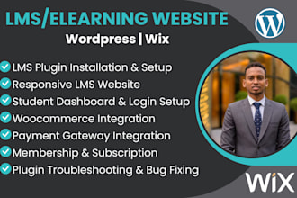 build wordpress lms website learndash tutor lms pro masterstudy wix
