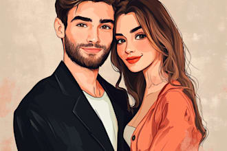 draw christmas couple family or pet portrait