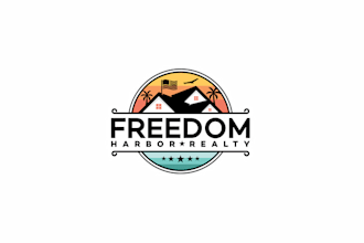 design patriotic coastal real estate business logo