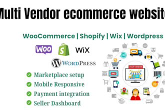 develop woocommerce multi vendor ecommerce marketplace  shopify wix wordpress