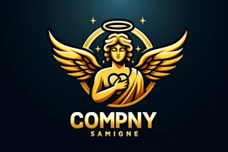 create an eye gold angel mascot logo for you in one day