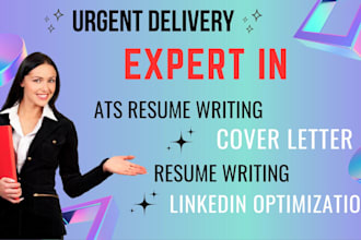upgrade, edit or write professional resume writing, cv, linkedin, cover letter,