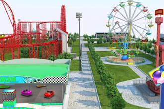 3d amusement park theme park resort park design 3d cgi park rendering 3d design