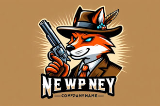 do elegant fox gun mascot logo design with unlimited revision