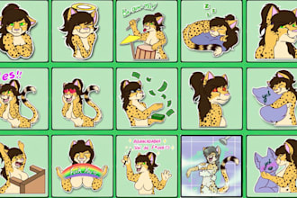 draw furry emotes, sub badges, animated furry stickers for telegram, discord