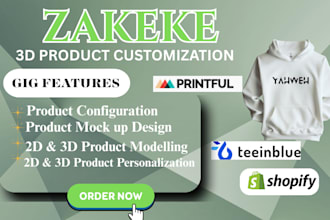 setup zakeke customily kickflip teeinblue 3dproduct customizatioin for shopify