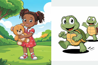 do children story book illustration and children picture book illustration KDP