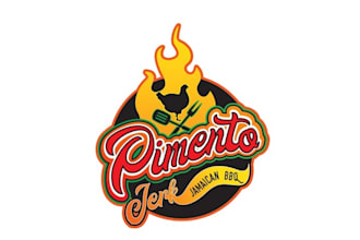 make colorful food truck logo with jamaican BBQ flavour