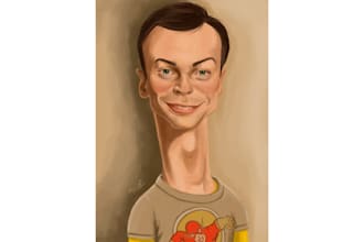 draw a hyper realistic caricature portrait