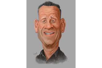 draw a hyper realistic caricature portrait