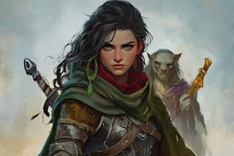 create a dnd and d and d character art illustration for you