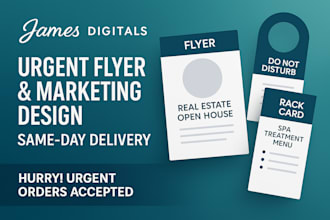 urgent flyer,  rack cards, door hangers, marketing material and banner