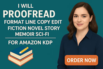 proofread format line copy edit fiction novel story memoir sci fi for amazon kdp