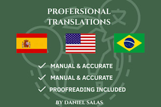 translate texts between english, spanish and portuguese from brazil