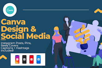 design canva posts, pinterest pins, and social media content