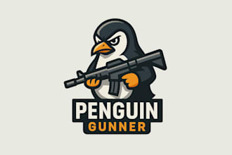 create amazing penguin gunner logo with free source file
