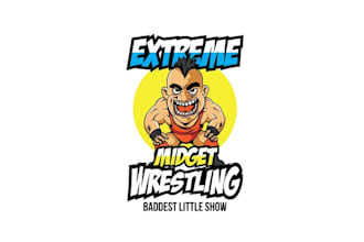 design modern animated midget wrestling character logo