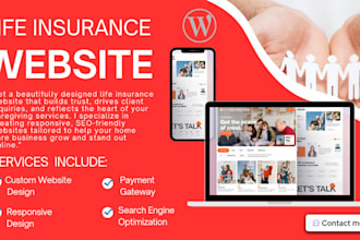 design a life insurance website, a health insurance website