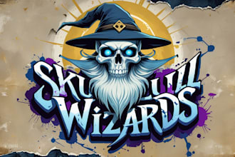 create unique skull wizard logo with unlimited revision