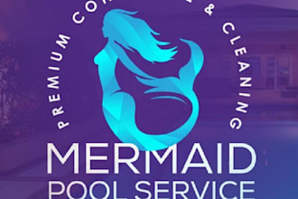 design traditional pool maintenance company logo
