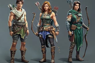 create fantasy concept character designs and illustrations