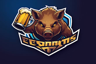 make awesome boar with beer logo for your company