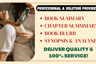 professionally write a book, chapter summary, synopsis and analysis, book blurb