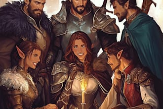 draw dnd character fantasy character creatur , and dnd party