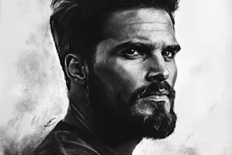draw a realistic digital charcoal portrait from your reference