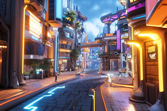 make cyberpunk sci fi futuristic city for your project