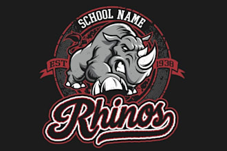 design high quality angry rhino mascot logo with my fastest delivery