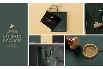 design luxury minimal logo, full brand identity kit, and visual identity