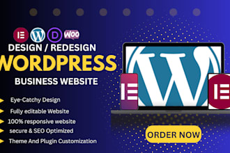 build a responsive wordpress business website with blog, SEO, and woocommerce
