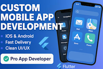 develop custom android ios flutter mobile apps with ai, backend and  UI UX