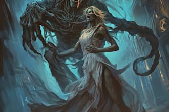 create a fantasy horror character art and illustration