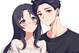 draw anime portrait couple portrait in anime style