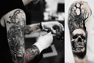 create unique custom tattoo any tattoo design, tattoo artist