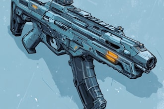 draw a 3d weapon illustration for gaming