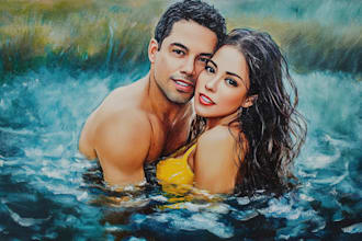 draw realistic digital oil painting from your photo
