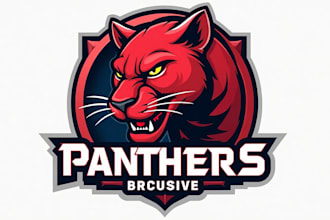 design creative red panther head mascot logo with express delivery