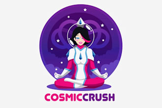 create podcast featuring cute flirty astronaut girl logo