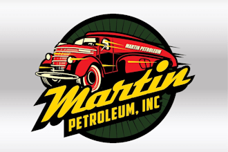 create vintage speeding fuel truck logo